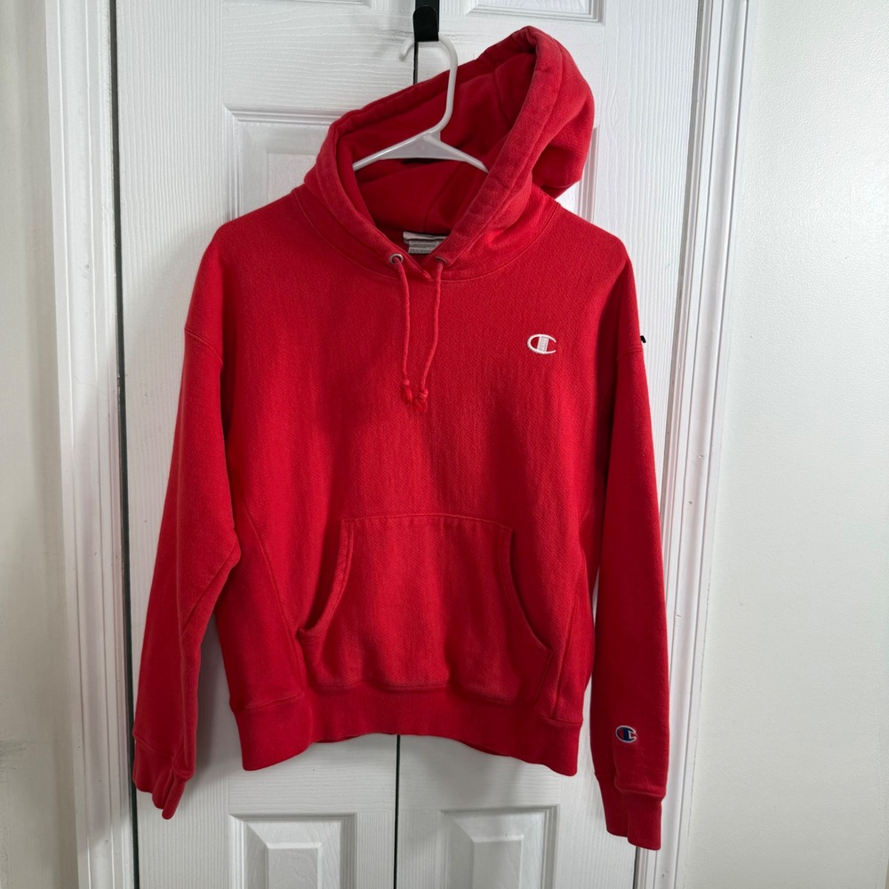 Champion Reverse Weave Hoodie Medium Red Streetwear Athleisure WL757